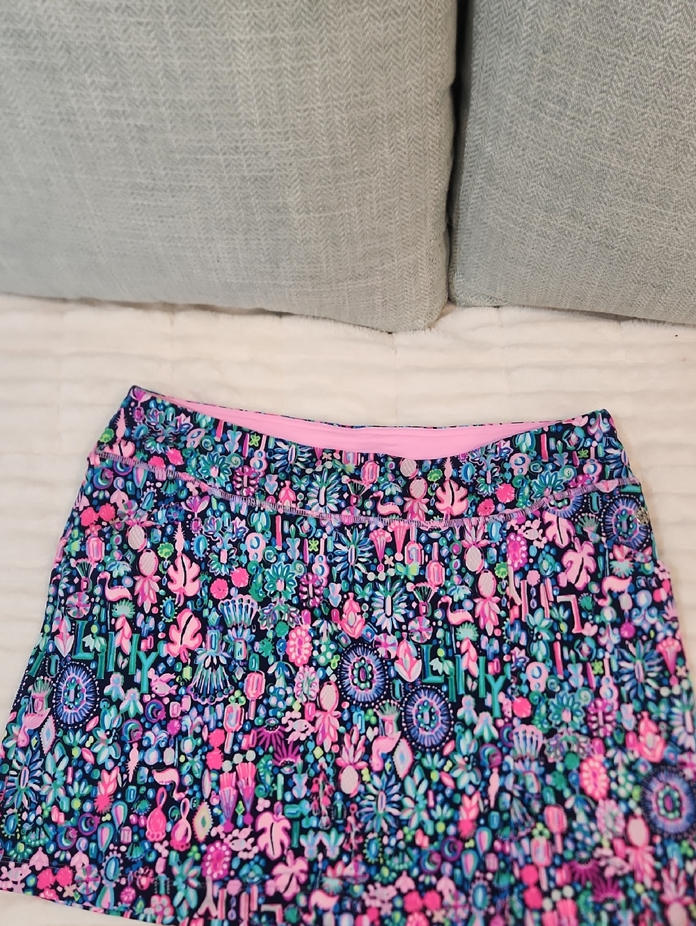 Lilly Pulitzer Pink and Navy Floral-Graphic Mini Skirt